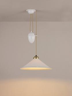 Original BTC Cobb Rise and Fall Bone China Shade Pendant Ceiling Light, Natural, 
