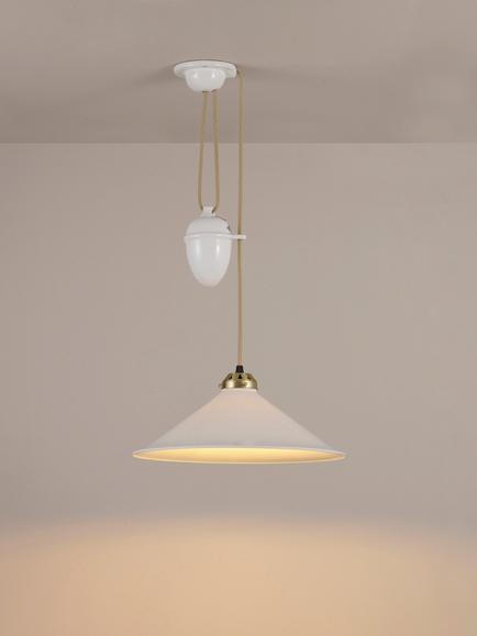 Original BTC Cobb Rise and Fall Bone China Shade Pendant Ceiling Light, Natural, Natural Natural