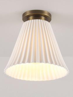 Original BTC Hector Pleat Bone China Shade Ceiling Light, Natural, 