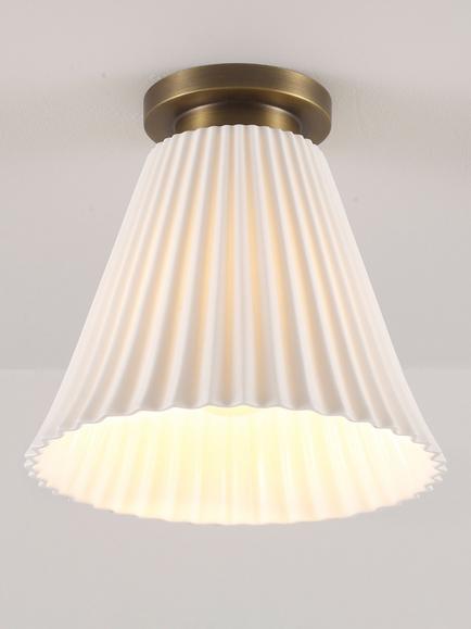 Original BTC Hector Pleat Bone China Shade Ceiling Light, Natural, Natural Natural