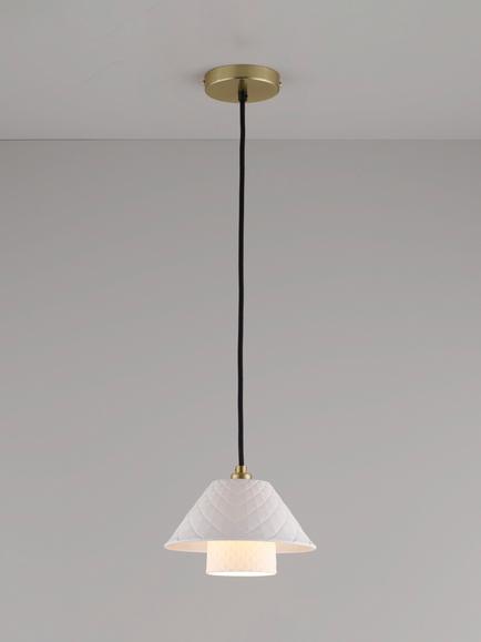 Original BTC Oxford Double Bone China Shade Pendant Ceiling Light, Natural Natural