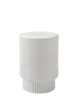 west elm Indoor/Outdoor Fluted Earthenware Side Table, White, 