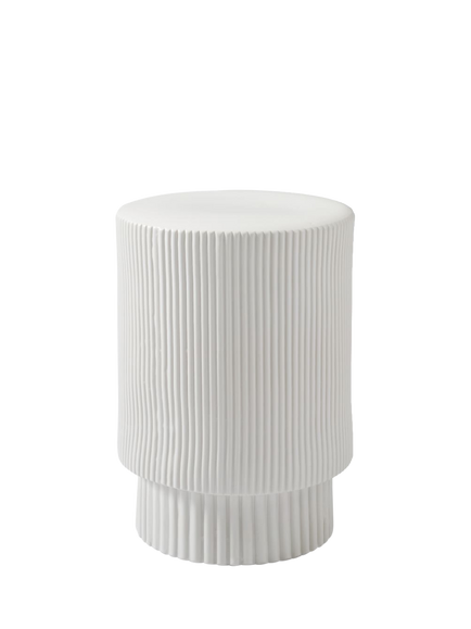 west elm Indoor/Outdoor Fluted Earthenware Side Table, White, 