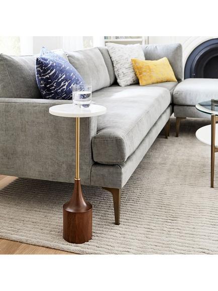 west elm Hudson Drinks Side Table, White/Walnut - view 2, 