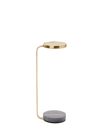 west elm Murray Marble Base Drinks Table, Antique Brass, 