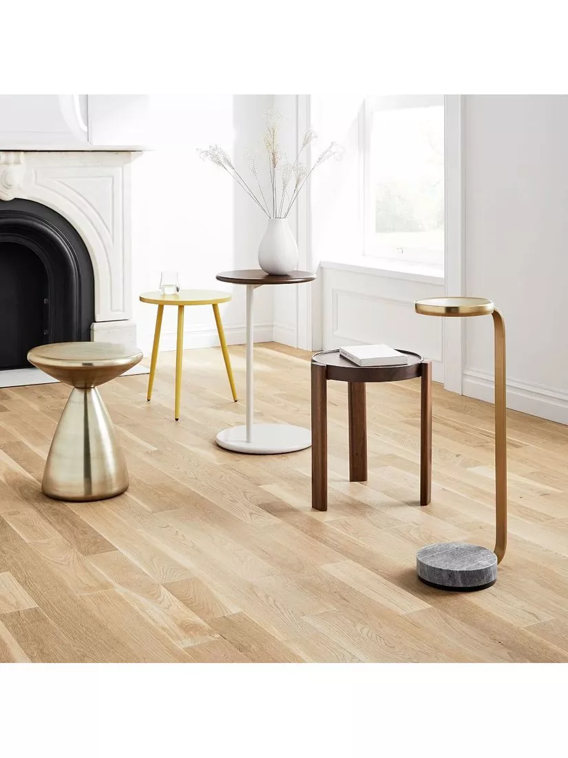 Marble Martini Table Marble Drink Table With Adjustable Height - 10x12 Inch Oval Top, Antique Brass Stand For Living Room Or Bedroom Cocktail Table For Sofa