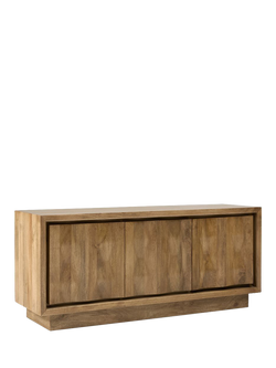 west elm Murray Carved Mango Wood Media Unit, Burnt Wax, 