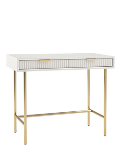 west elm Quinn Lacquer Mini Desk, Haze/Antique Brass, 