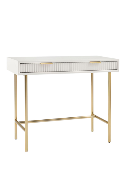 west elm Quinn Lacquer Mini Desk, Haze/Antique Brass, 