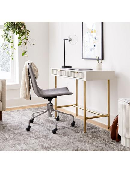 west elm Quinn Lacquer Mini Desk, Haze/Antique Brass - view 2, 
