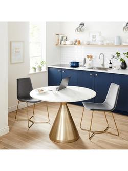 west elm Silhouette 4 Seater Marble Top Dining Table, Antique Brass/White - view 2, 