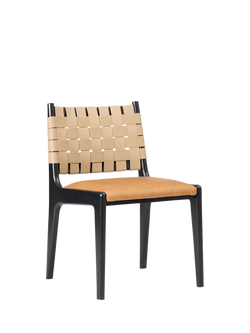 west elm Dunham Dining Chair, Sesame/Black, Sesame/Black