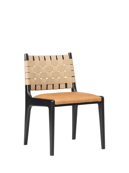west elm Dunham Dining Chair, Sesame/Black, Sesame/Black