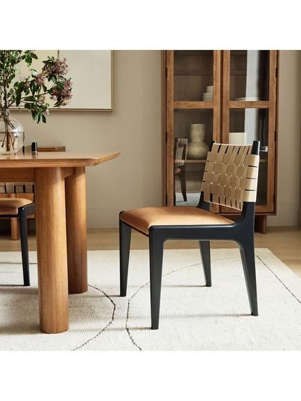 west elm Dunham Dining Chair, Sesame/Black - view 2, Sesame/Black