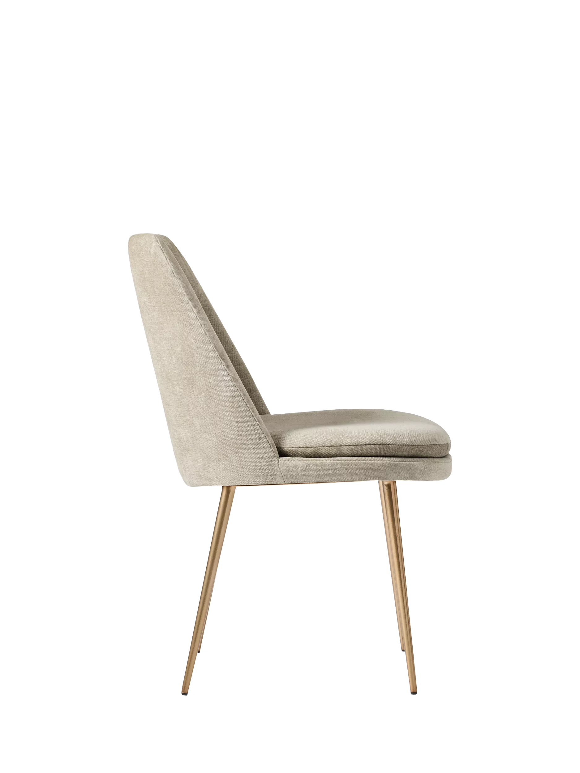 Beige upholstered chair with gold legs