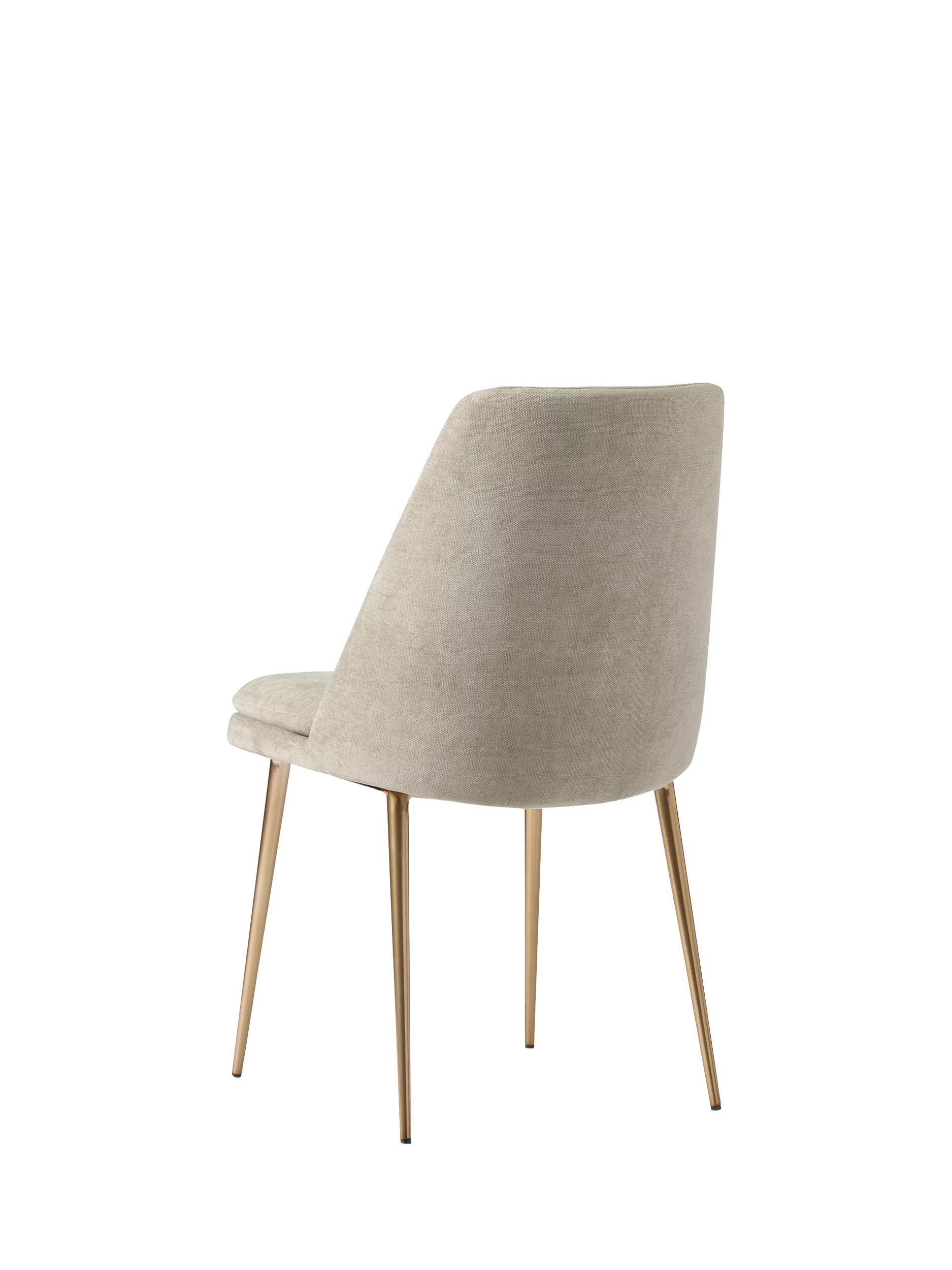 Beige upholstered chair with gold legs
