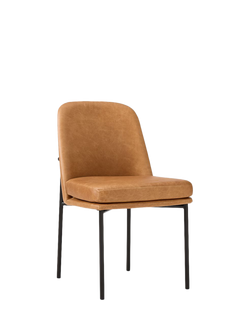 west elm Jack Leather & Metal Dining Chair, Sesame, Sesame
