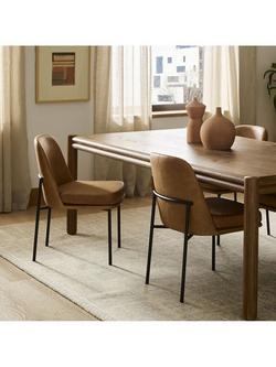 west elm Jack Leather & Metal Dining Chair, Sesame - view 2, Sesame