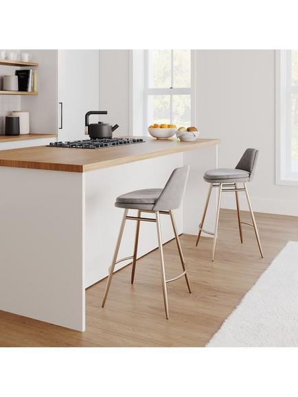 west elm Finley Bar Stool, Dune/Light Bronze - view 2, 