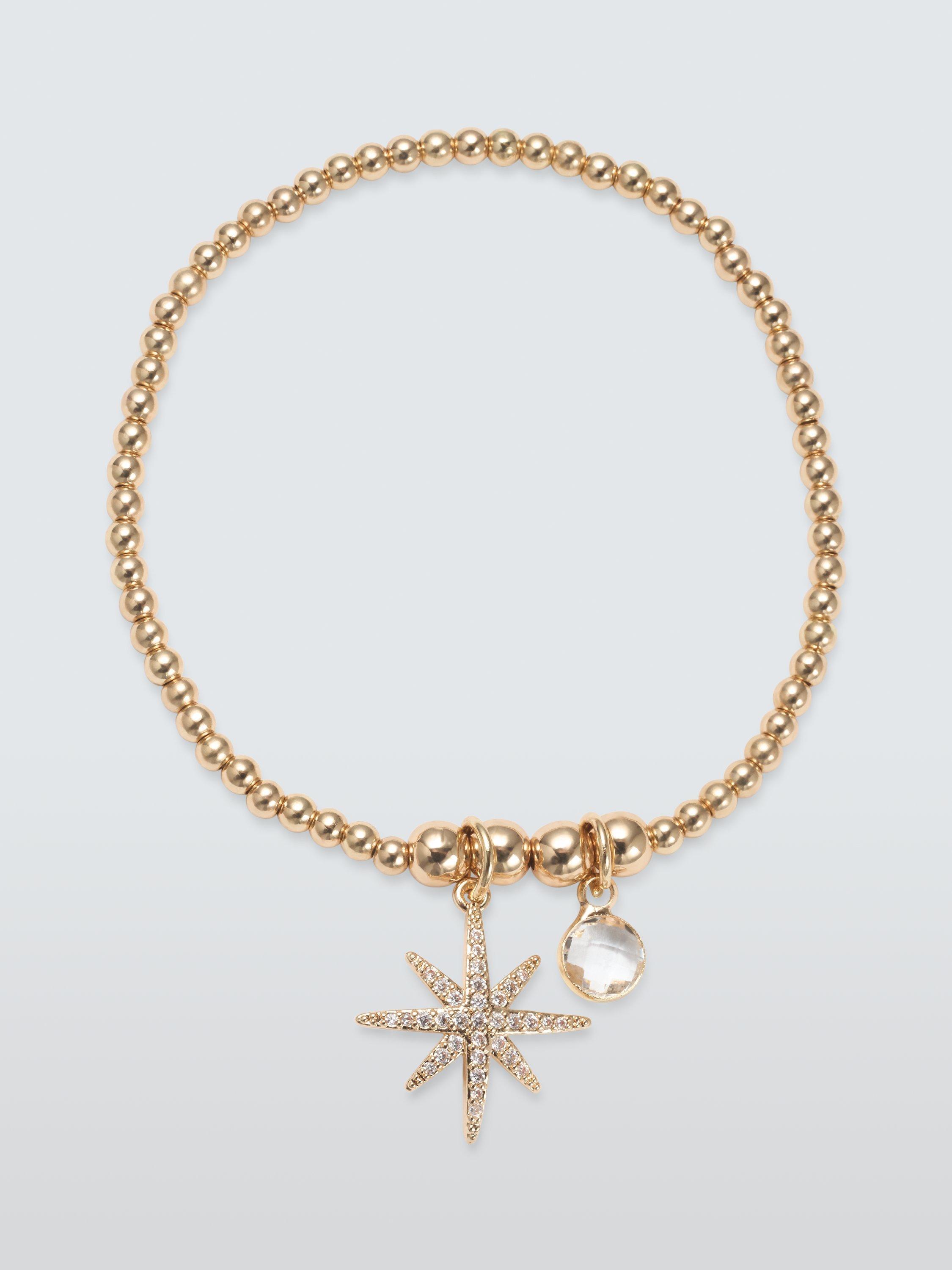 John Lewis Starburst Charm Stretch Beaded Bracelet Gold