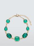 John Lewis Mixed Shape Chain Bracelet, Gold/Emerald