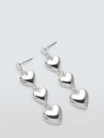 John Lewis 3D Heart Drop Earrings, Silver