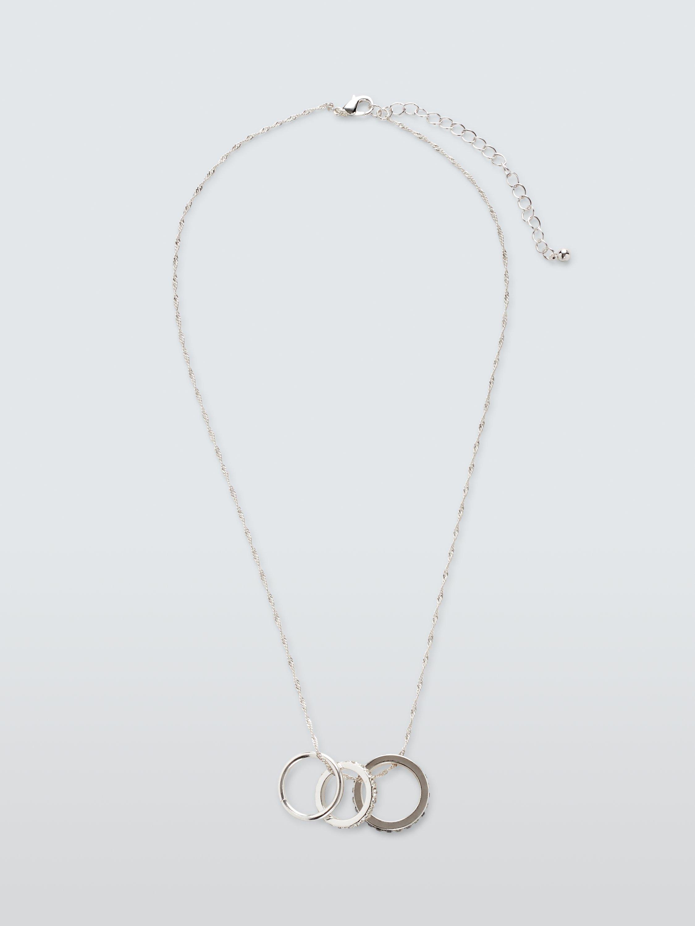 John Lewis Triple Ring Twist Chain Necklace Silver
