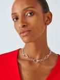 John Lewis Hammered Ovals Chain Necklace, Silver