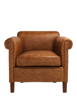 John Lewis Camford Leather Armchair, Dark Leg, Brompton Tan
