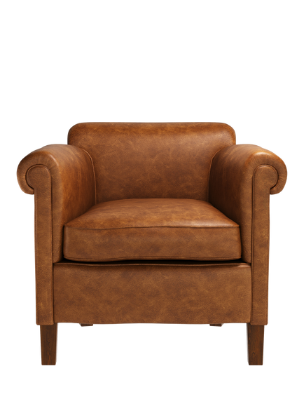 John Lewis Camford Leather Armchair, Dark Leg, Brompton Tan