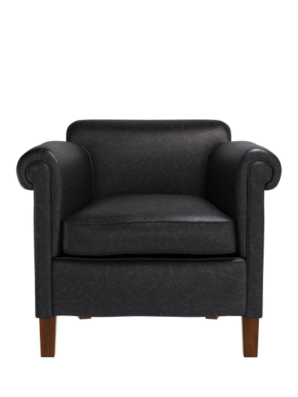 John Lewis Camford Leather Armchair, Dark Leg, Galveston Black