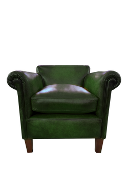 John Lewis Camford Leather Armchair, Dark Leg, Hand Antique Emerald