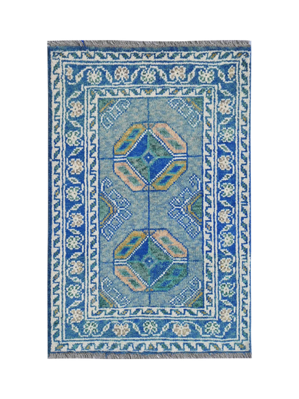 Gooch Luxury Afghan Ersari Rug, Blue, L90 x W60cm, Blue
