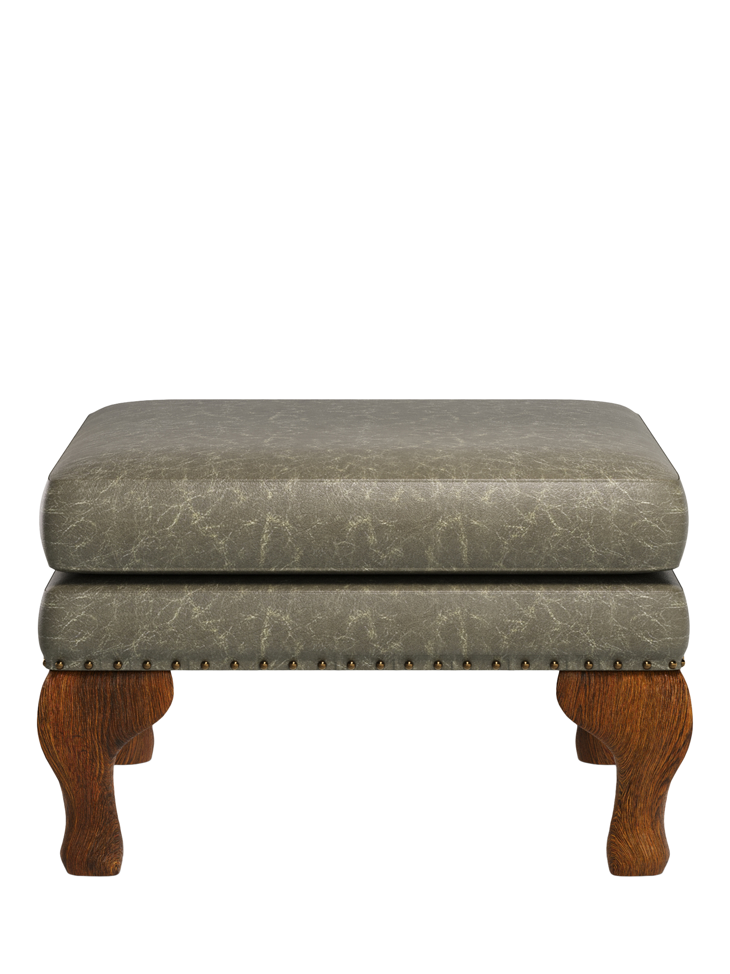 Compton Range, John Lewis Compton Leather Footstool, Dark Leg, Galveston Slate