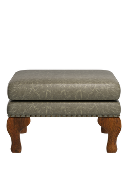 John Lewis Compton Leather Footstool, Dark Leg, Galveston Slate