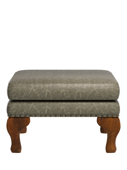 John Lewis Compton Leather Footstool, Dark Leg, Galveston Slate