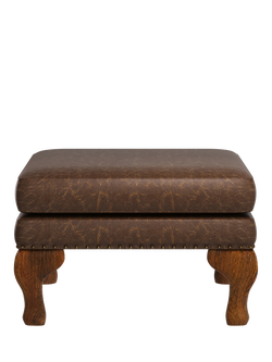 John Lewis Compton Leather Footstool, Dark Leg, Galveston Walnut