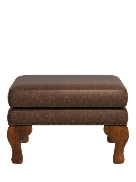 John Lewis Compton Leather Footstool, Dark Leg, Galveston Walnut