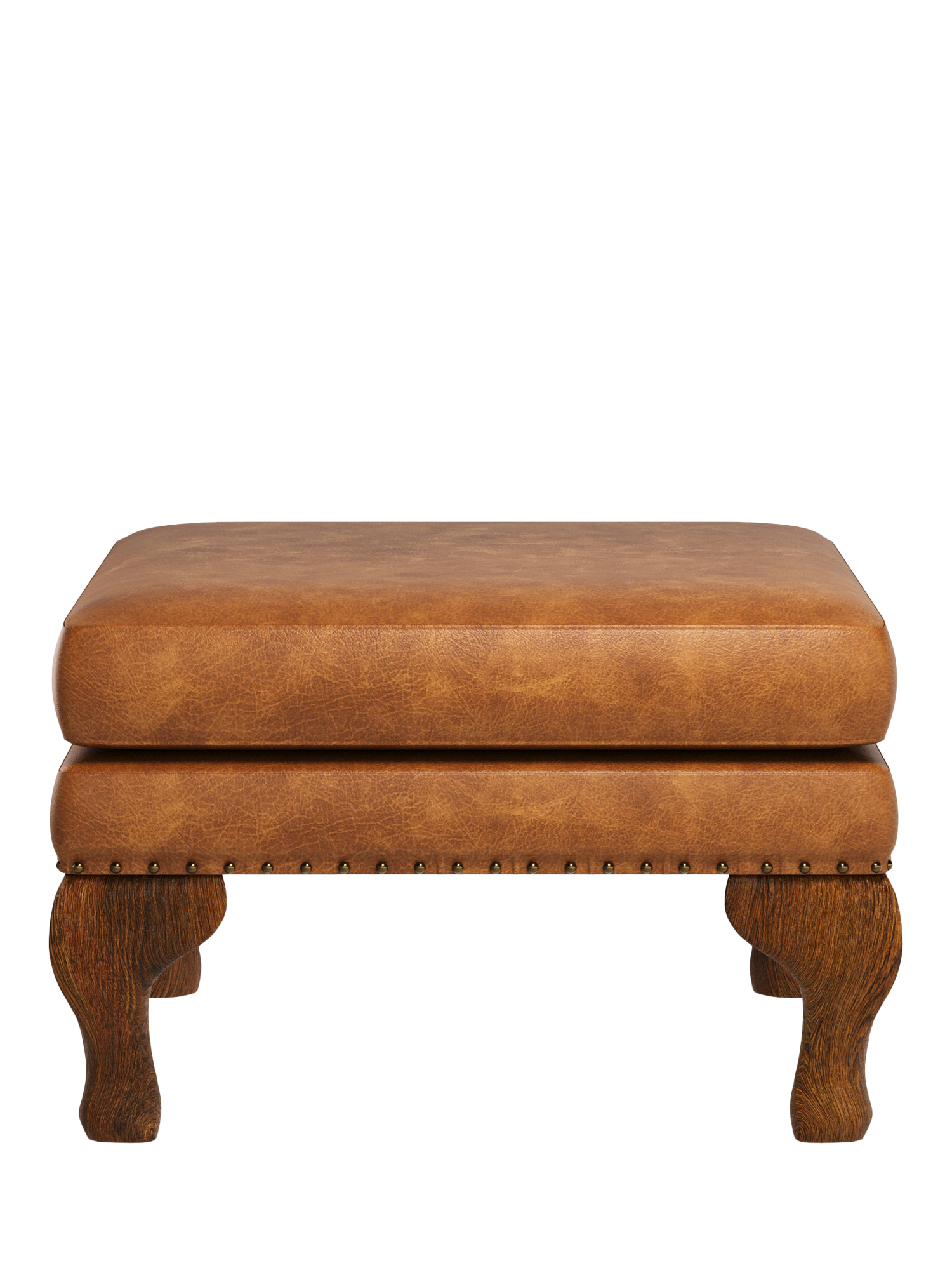 Compton Range, John Lewis Compton Leather Footstool, Dark Leg, Brompton Tan