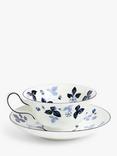 Wedgwood Wild Strawberry Bone China Teacup & Saucer, 177ml, Inky Blue