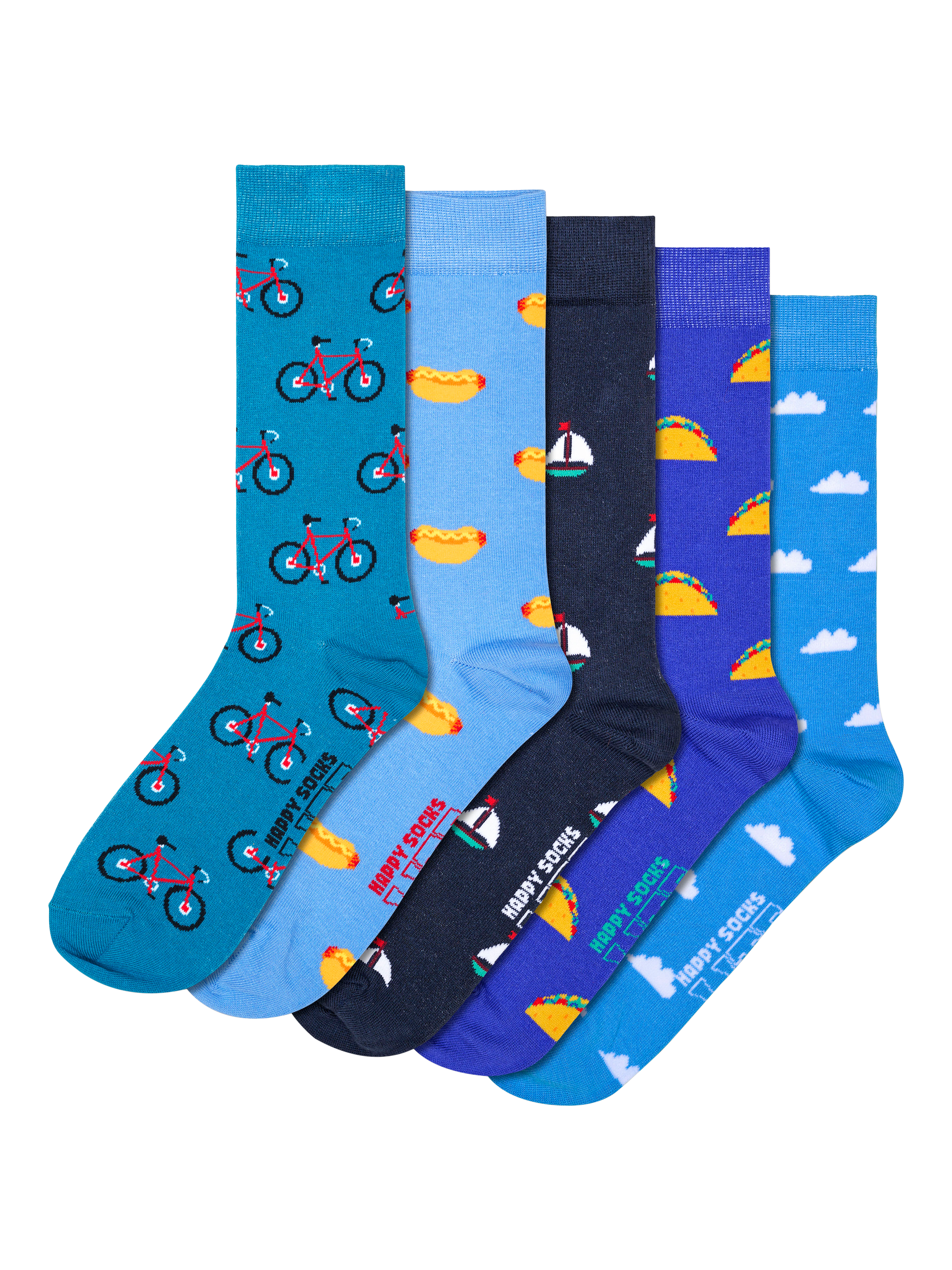Happy Socks Lite Food Socks, Pack of 5, Blue Multi