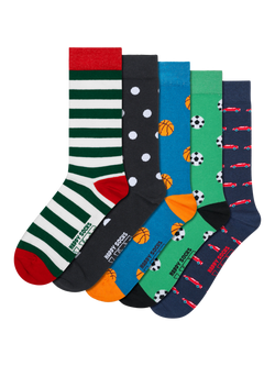 Happy Socks Lite Sport Socks, Pack of 5, Multi, Multi
