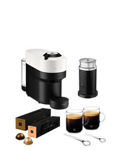 Nespresso Vertuo Barista Bundle Pop Coffee Machine by KRUPS with Milk Frother & Mugs, White, White