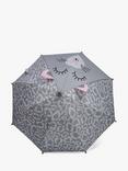 ToeZone Kids' Cat Print Umbrella, Grey/Multi