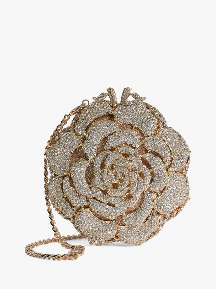 Dune London BLING Floral Diamante Embellished Clutch Bag, Gold, Gold