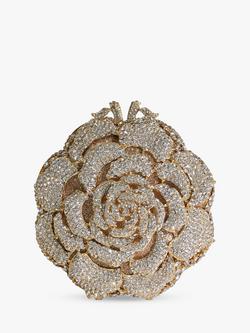 Dune London BLING Floral Diamante Embellished Clutch Bag, Gold - view 2, Gold