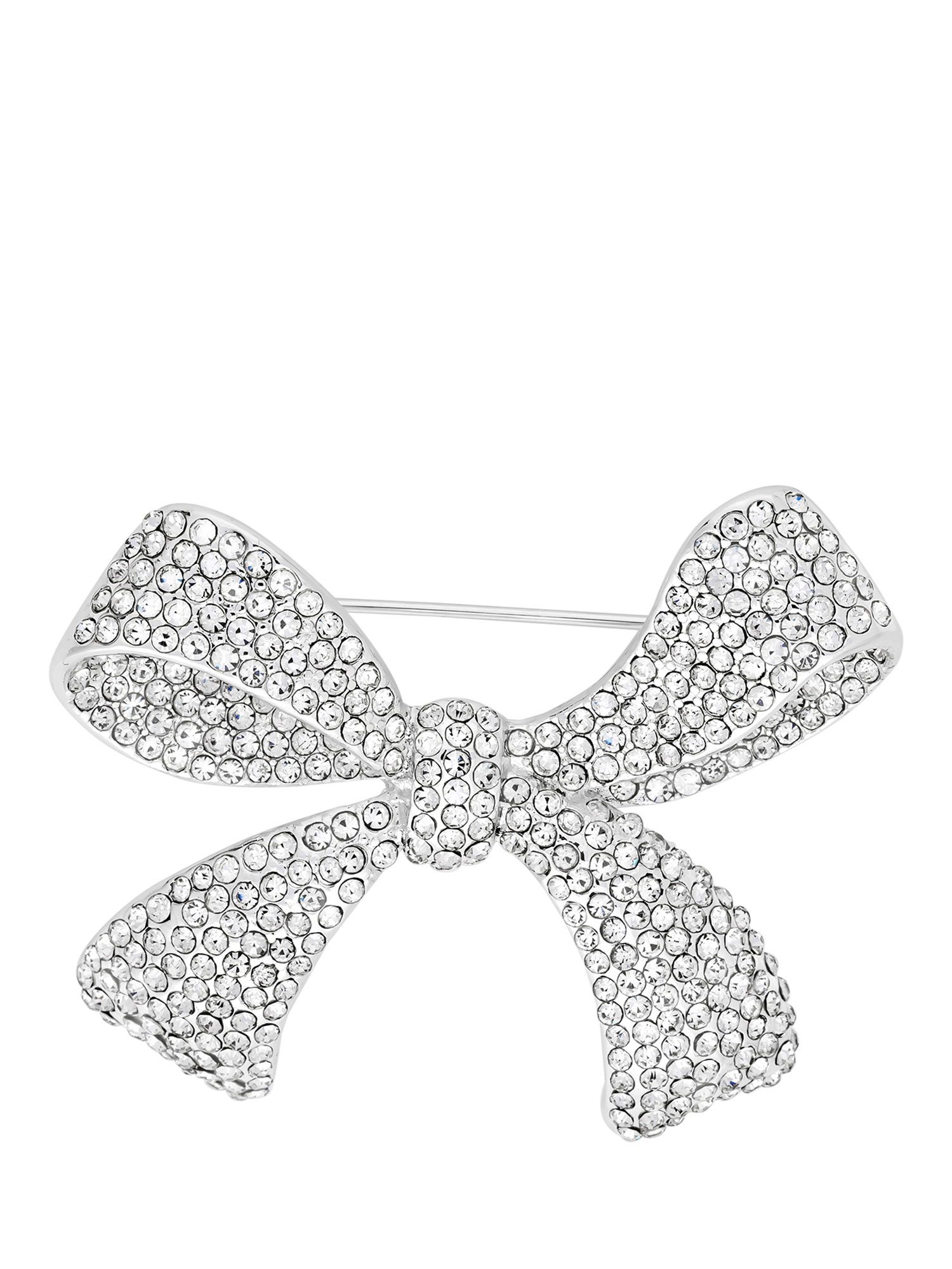 Product image 3 of 3, which shows Jon Richard Crystal Bow Brooch, Silver