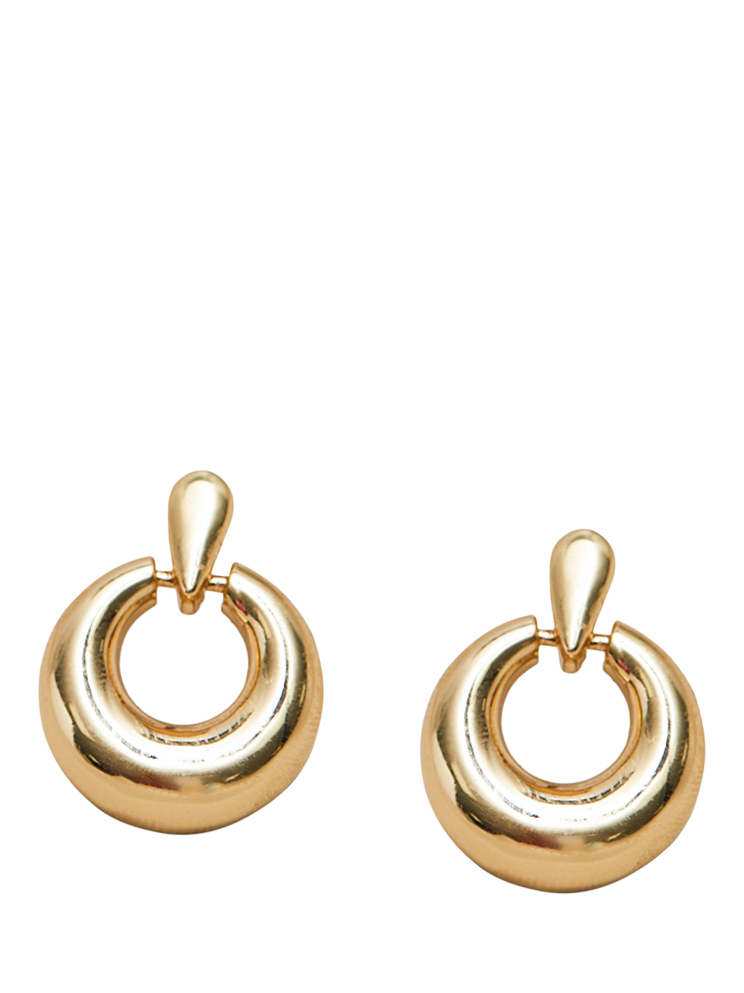 Product image 4 of 4, which shows Jon Richard Polished Door Knocker Earrings, Gold