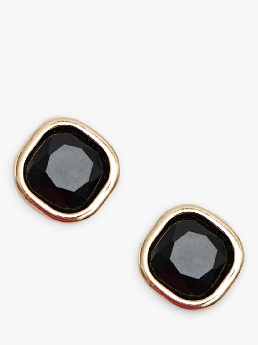 Product image 2 of 3, which shows Jon Richard Jet Stone Clip-On Stud Earrings, Gold