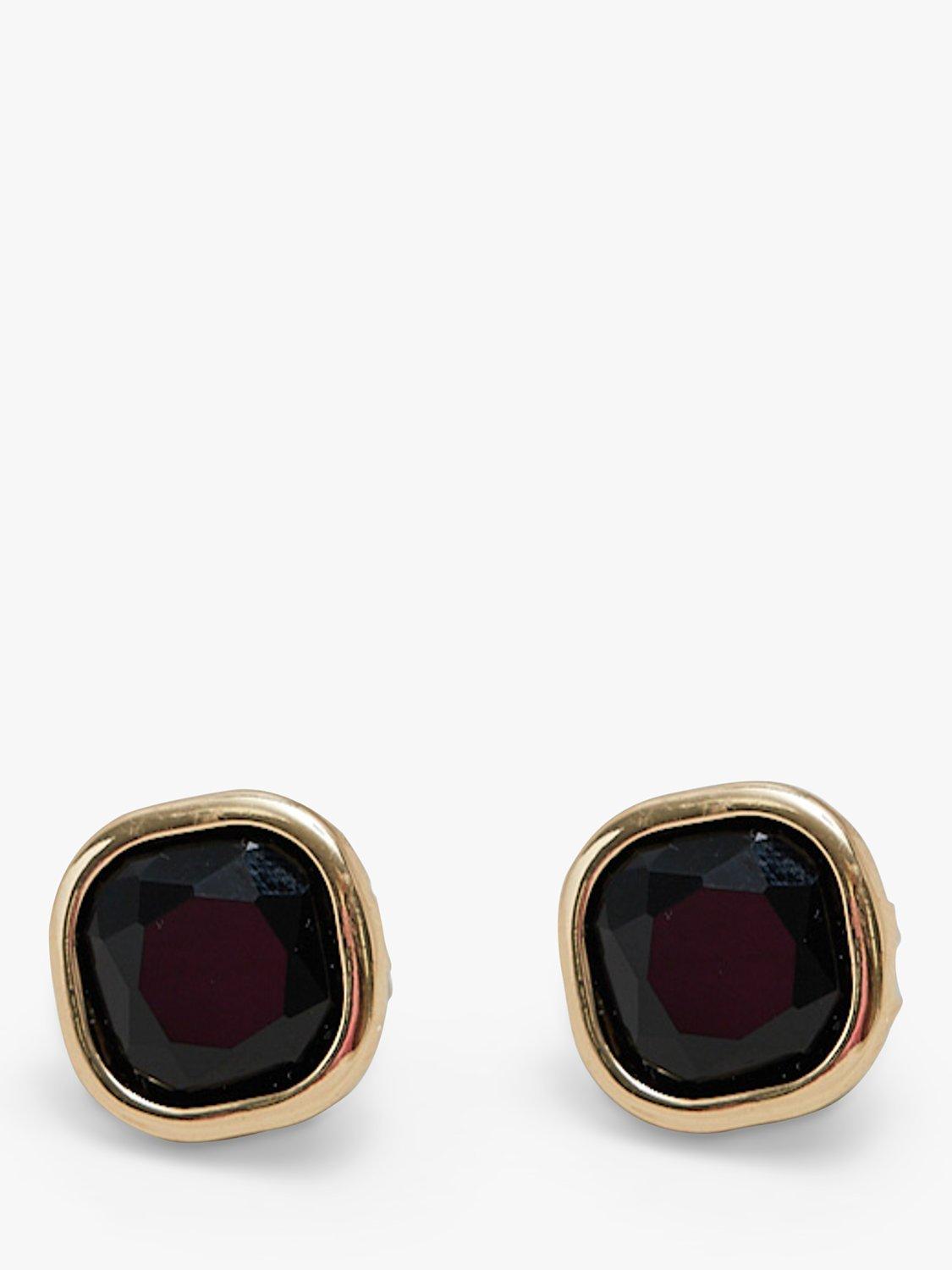 Product image 3 of 3, which shows Jon Richard Jet Stone Clip-On Stud Earrings, Gold